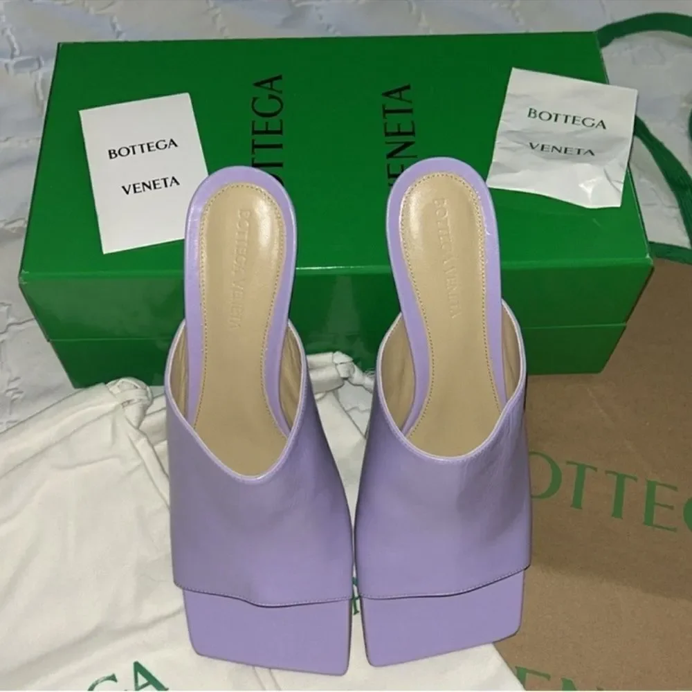 Authentic Bottega Veneta Purple Leather Slip-on  Mule(Size 38.5)